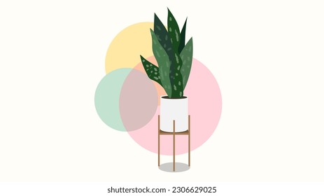 Plant House purify the air in the house on white pots in the house., isolated on white  background,  Vector Illustration EPS 10