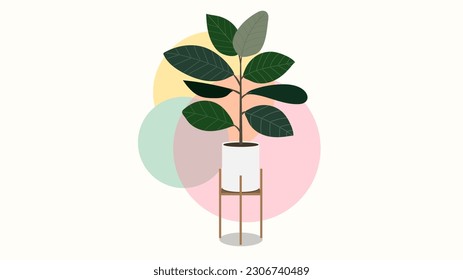 Plant House purify the air in the house on white pots in the house., isolated on white  background,  Vector Illustration EPS 10