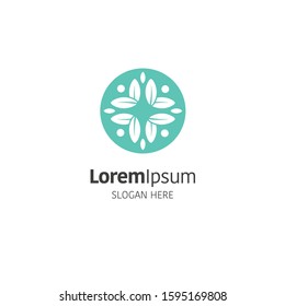 Plant and human round logo design template on white