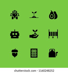 plant icon. 9 plant set with avocado, robot, tree and acorn vector icons for web and mobile app