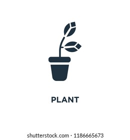 Plant icon. Black filled vector illustration. Plant symbol on white background. Can be used in web and mobile.