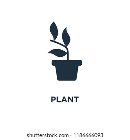 Plant icon. Black filled vector illustration. Plant symbol on white background. Can be used in web and mobile.