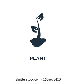 Plant icon. Black filled vector illustration. Plant symbol on white background. Can be used in web and mobile.