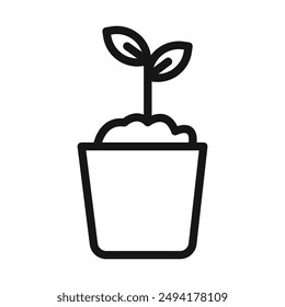 plant icon Black line art vector