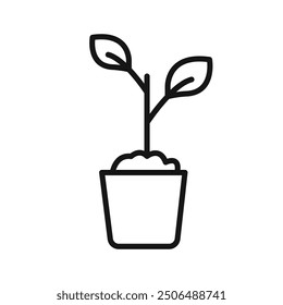 plant icon Black line art vector logo