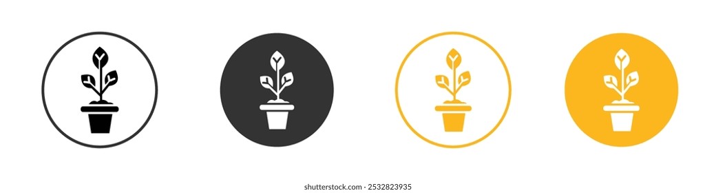 plant icon black and white vector outline sign