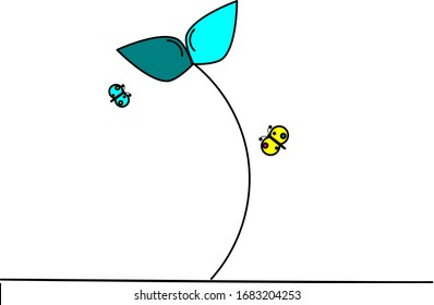 Eine Pflanzensymbol mit Schmetterlingen als Vektorillustration-Bild. 