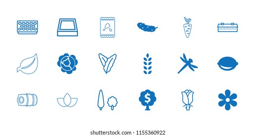 Plant icon. collection of 18 plant filled and outline icons such as cabbage, cucumber, lemon, money tree, dragonfly, barn, spinach. editable plant icons for web and mobile.