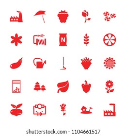 Plant icon. collection of 25 plant filled icons such as wheat, mulberry, beet, sunflower, flower, factory, electricity, water hose. editable plant icons for web and mobile.