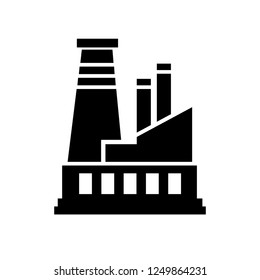 plant icon, construction black flat symbol, illustration business sign industry factory building vector