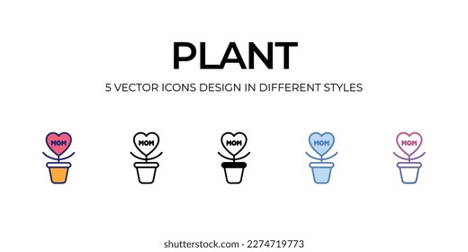 Diseño de iconos de planta en estilo Cinco con Stroke editable. Línea, Sólido, Línea plana, Color de tono Duo y Línea de degradado de color. Adecuado para diseño de páginas Web, aplicaciones móviles, UI, UX y GUI.