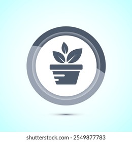 Ilustração de design de ícone de planta, Ícone de broto para aplicativos e teias, Design de botão de cor cinza
