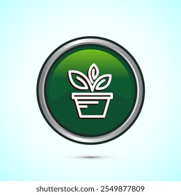 Ilustración de diseño de íconos de plantas, Icono de brotes para App y Web, Diseño de Botón redondo de color verde