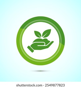 Plant icon design illustration, Sprout icon for apps and webs, Green Color Button Design