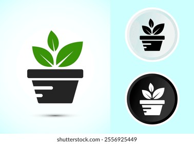 Plant icon design illustration, Sprout icon for apps and webs
