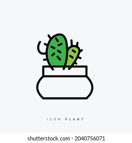 Plant icon with dominant black and green colors. Suitable for use to complement presentations, banners, or flyers related to plants.