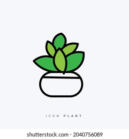 Plant icon with dominant black and green colors. Suitable for use to complement presentations, banners, or flyers related to plants.