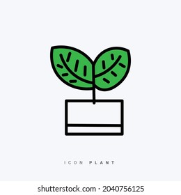 Plant icon with dominant black and green colors. Suitable for use to complement presentations, banners, or flyers related to plants.