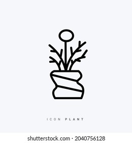 Plant icon with dominant black and green colors. Suitable for use to complement presentations, banners, or flyers related to plants.