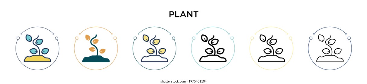 Plant icon in filled, thin line, outline and stroke style. Vector illustration of two colored and black plant vector icons designs can be used for mobile, ui, web