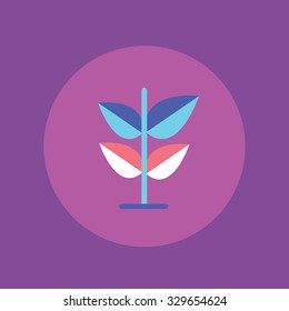 Plant icon in flat design. Icon of groving proces isolated on violet