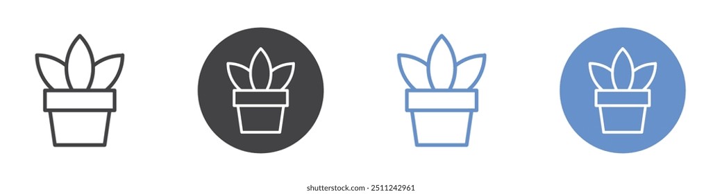 Plant icon Flat set in black and white color