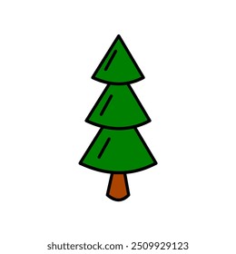 Plant icon with green tree. Fir tree sticker