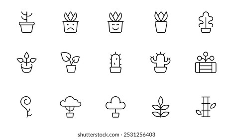 Plant icon. House plants icon. flat vector and illustration, graphic, editable stroke. Suitable for website design, logo, app, template, and ui ux.