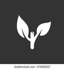 Plant icon isolated on black background. Cut plants vector logo. Flat design style. Modern vector pictogram for web graphics - stock vector