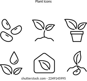Plant icon isolated on a white background from the ecology collection. crop icon thin line line line crop symbol for logo, web, app, UI. plant icon simple sign plant icon flat.