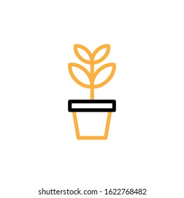 Plant icon. Line and two colour design template