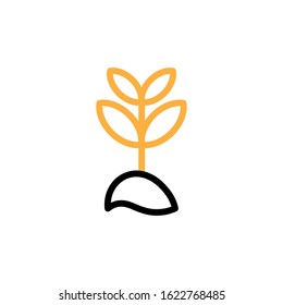 Plant icon. Line and two colour design template