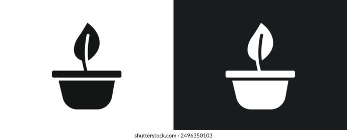 Plant icon linear graphics set vector in black