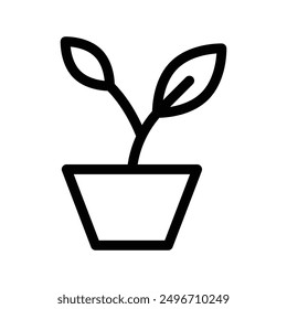 plant icon linear logo mark in black and white