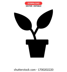 plant icon or logo isolated sign symbol vector illustration - high quality black style vector icons
