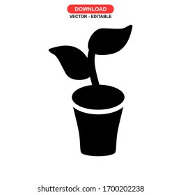 plant icon or logo isolated sign symbol vector illustration - high quality black style vector icons
