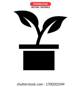 plant icon or logo isolated sign symbol vector illustration - high quality black style vector icons
