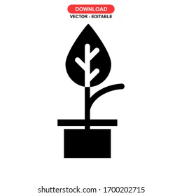 plant icon or logo isolated sign symbol vector illustration - high quality black style vector icons

