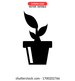 plant icon or logo isolated sign symbol vector illustration - high quality black style vector icons
