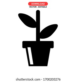 plant icon or logo isolated sign symbol vector illustration - high quality black style vector icons
