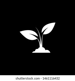 Plant Icon On Black Background. Black Flat Style Vector Illustration.