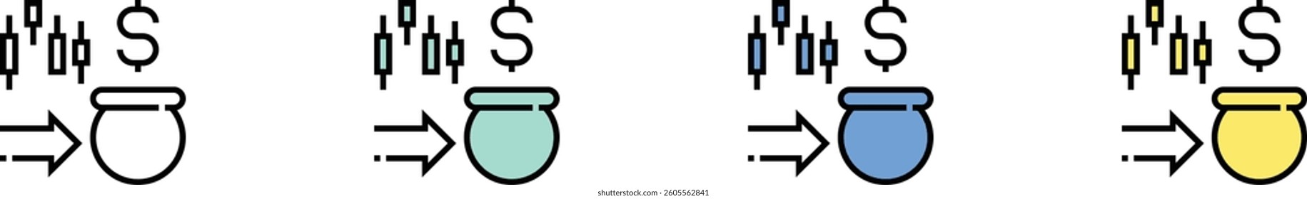 plant icon. Outline, Green, Blue and Yellow Style Design Isolated On White Background