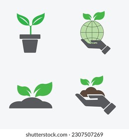 icono de planta, salvar vector de icono de tierra