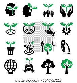 planta, ícone, semente, broto, vetor, crescer, árvore, água, plântula, ilustração, símbolo, deixar, sujeira, sinal, eco, cuidado, solo, sol, agricultura, ecologia, compartilhar, mão, folha, cultivo, alimento, meio ambiente