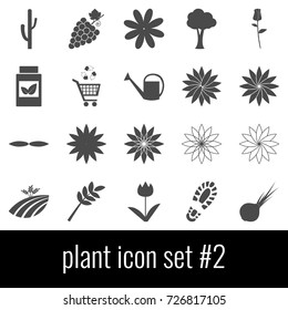 Plant. Icon set 2. Gray icons on white background.