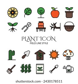 PLANT ICON SET, FLIED LINE STYLE
