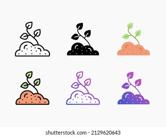 Plant icon set with line, outline, flat, filled, glyph, color, gradient. Editable stroke and pixel perfect. Can be used for digital product, presentation, print design and more.