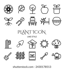PLANT ICON SET, LINE STYLE