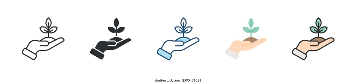 Plant Icon Set Multiple Style Collection