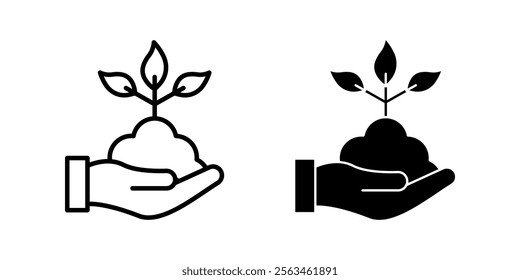 and with plant Icon set. Symbol isolated white background. vector illustration. color editable.